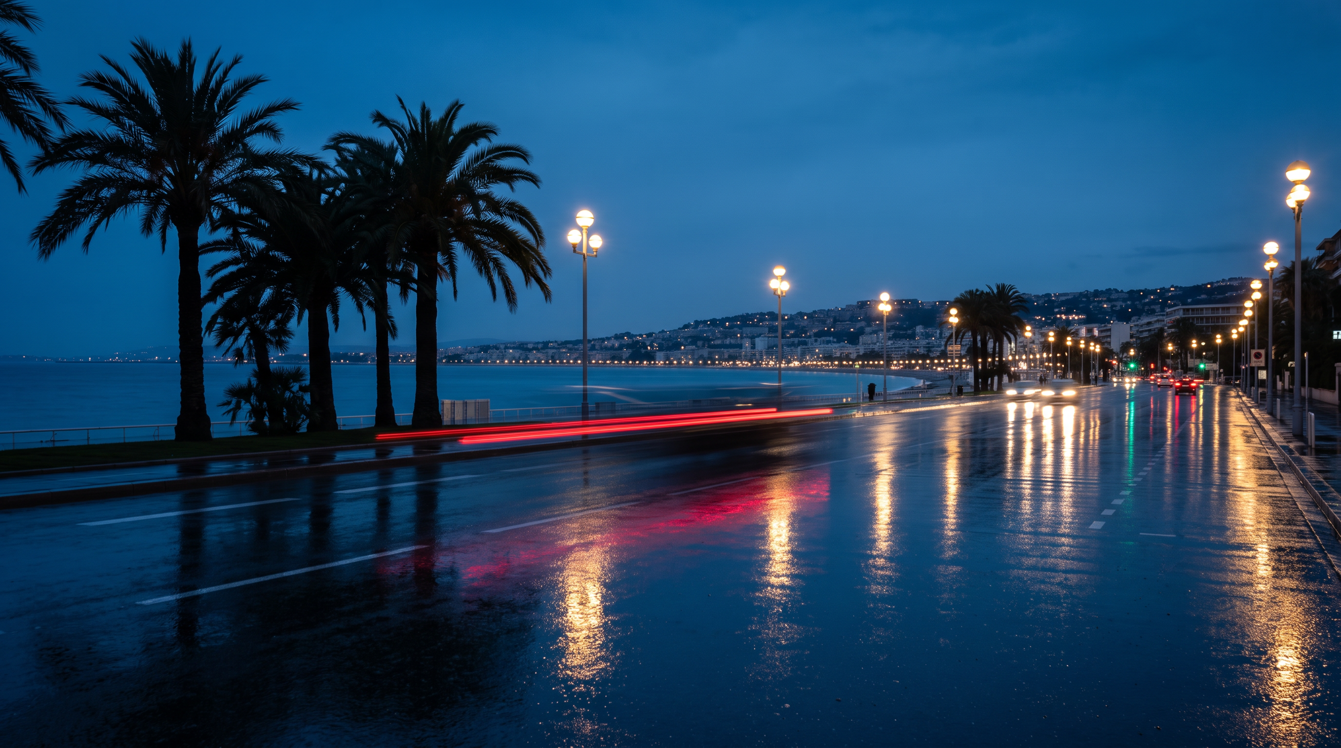 Promenade des Anglais, Nice, de nuit